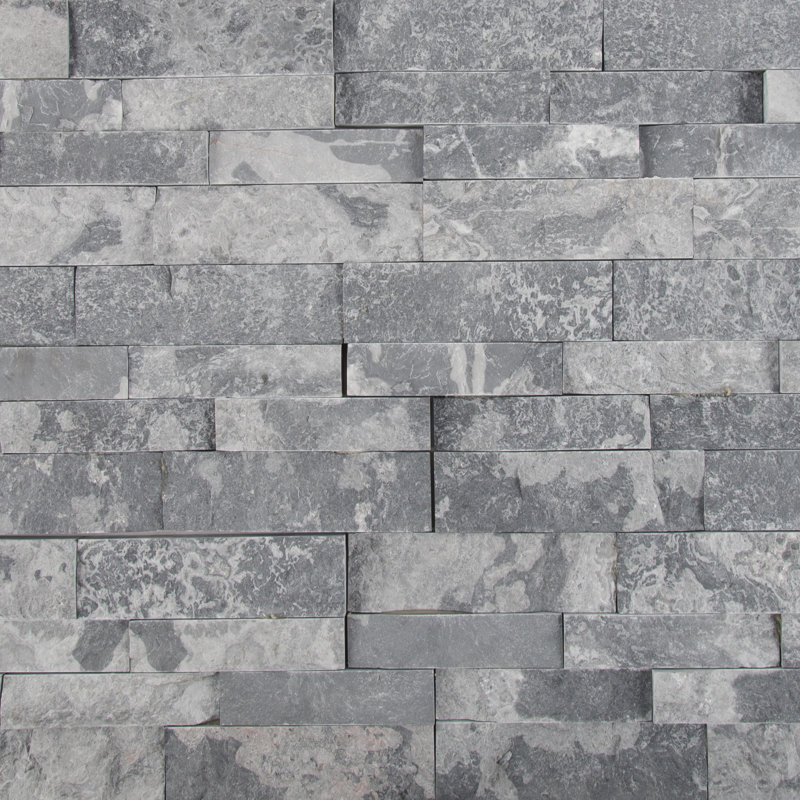 Carrelage mural en pierre naturelle à panneau divisé 6 po x 24 po Stonecrest, Gris givré