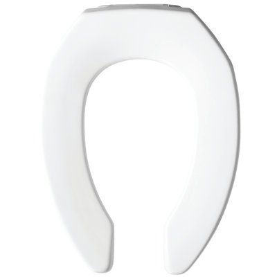 Commercial Heavy Duty Open Front Toilet Seat, Slow Close, Never Loosens, ELONGATED, Plastic, White