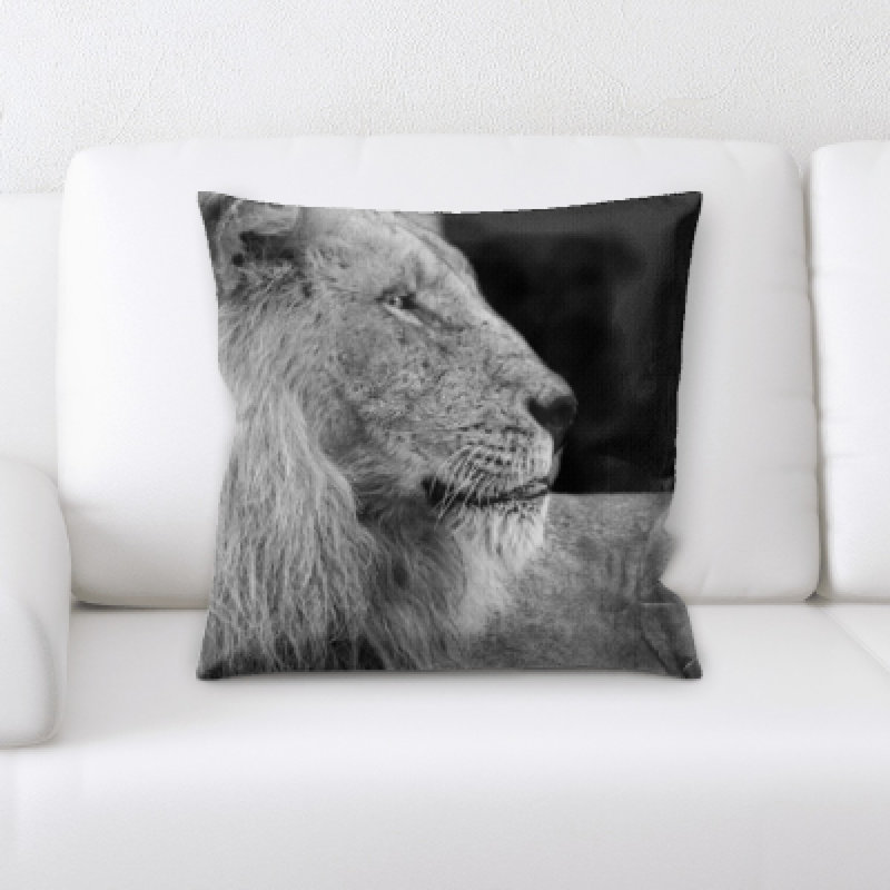 Lion Microsuede Throw Pillow