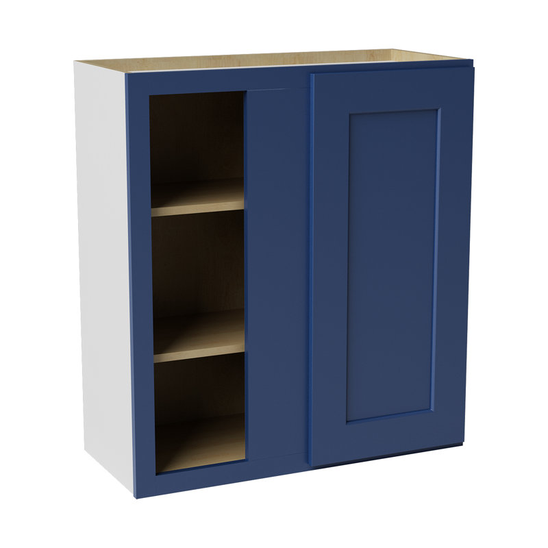 Armoire de coin murale, Shaker bleu, L 27 po x H 30 po x P 12 po
