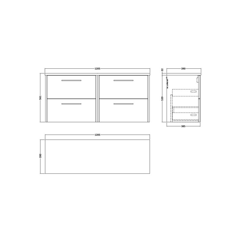 Juno 120.5cm Double Bathroom Vanity Base Only, Metallic Slate