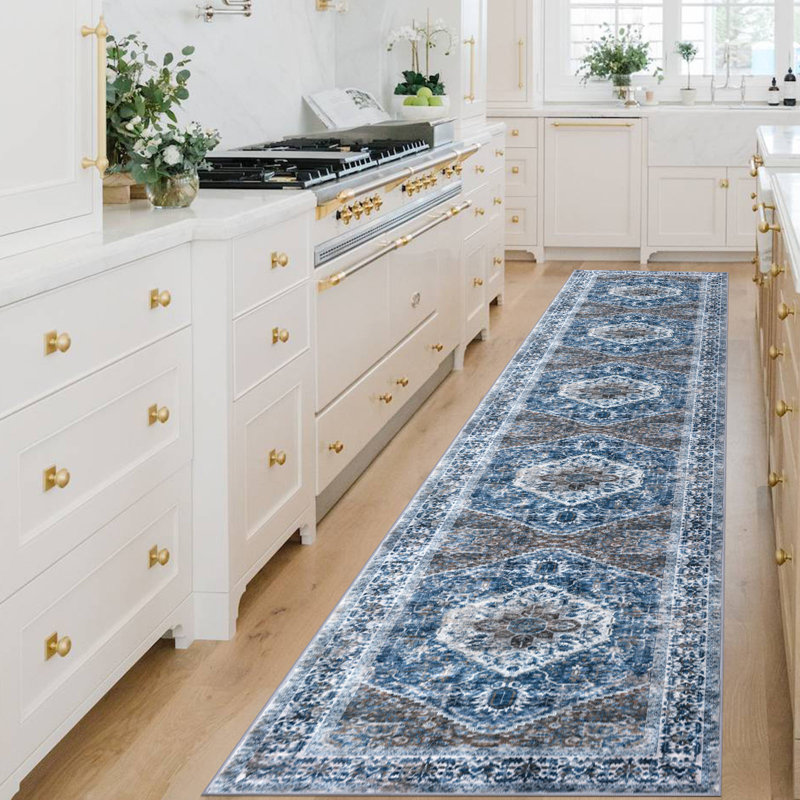 Jodhveer Area Rug Washable Rug Non-Slip Backing Indoor Rugs, Runner 2'7''x14'