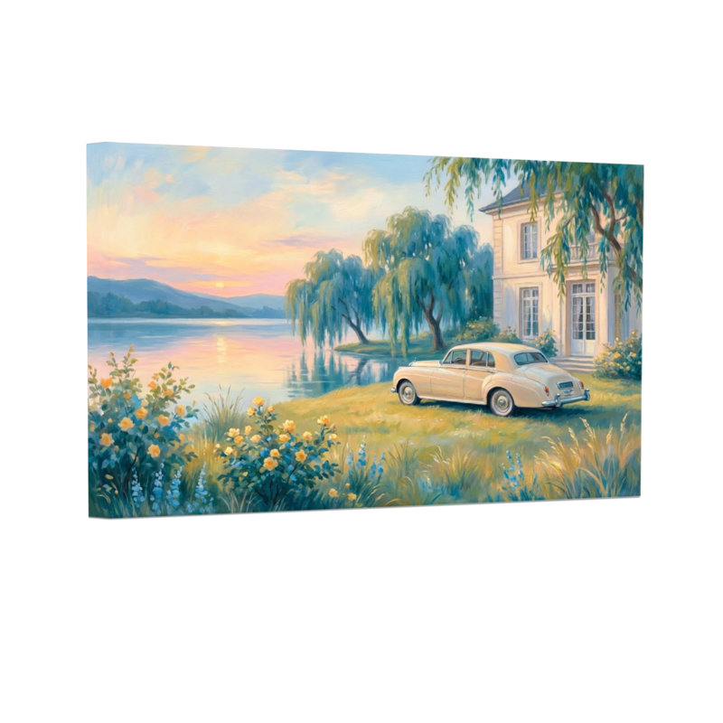 Plantes et fleurs Lake House voiture coucher de soleil fleurs arbres ciel, H 12 po x l 18 po