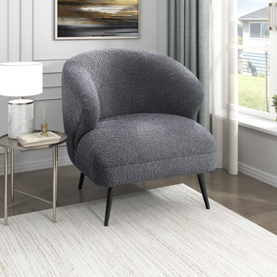 Summerdale 26" Modern & Contemporary Accent Chair with Boucle Fabric Upholstery, High-Density Foam Cushions, Black Metal Legs