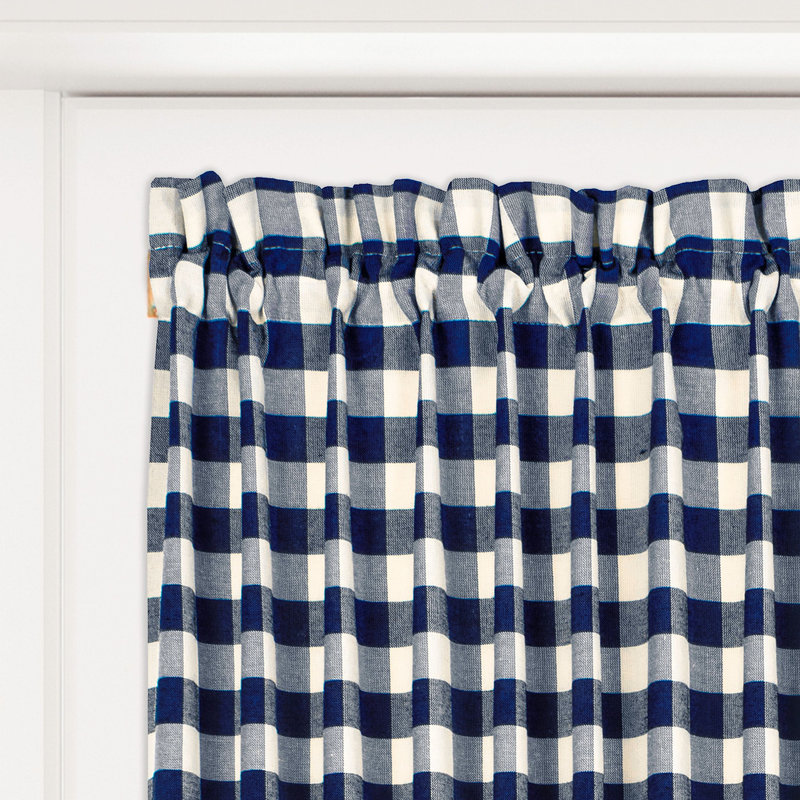 Anthelme Semi Sheer French Door Curtain Single Panel, Navy, 25" W x 72" L