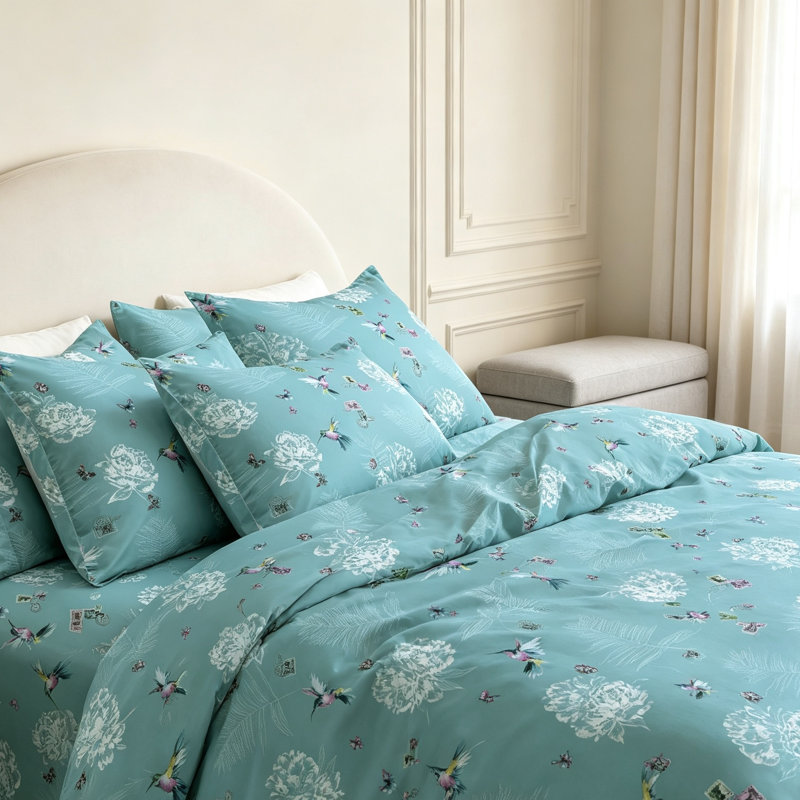 Elegant Floral 100% Cotton Double Duvet Cover Set