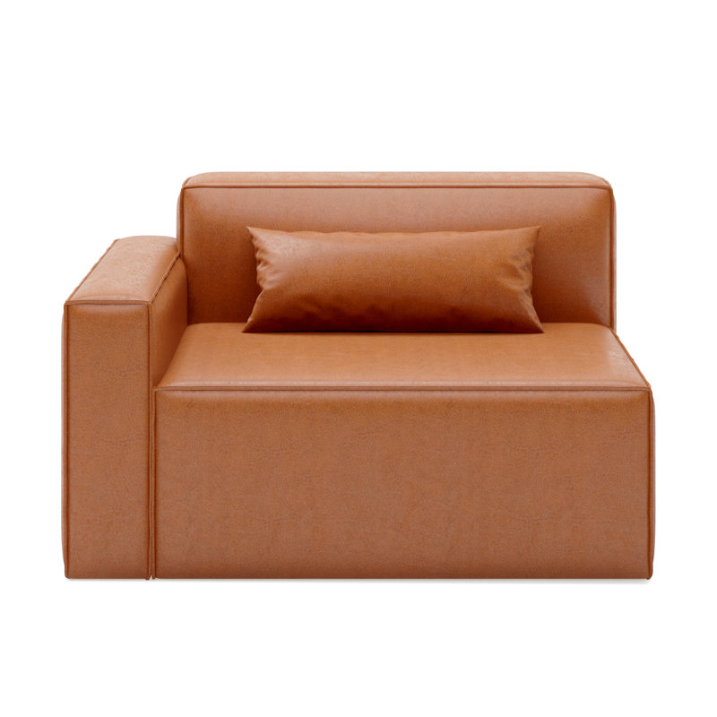 Mix Modular Left Arm Chair, Vegan Appleskin Leather Cognac