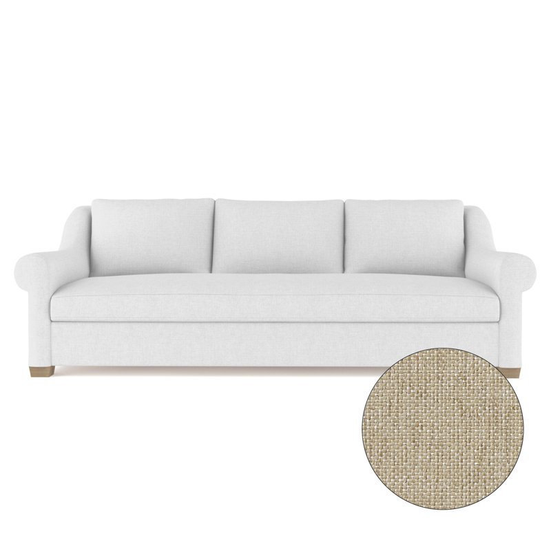 Thompson Rolled Slope-Arm Sofa, Box Weave Linen Alabaster, 32" H x 96" W x 41" D, Weathered
