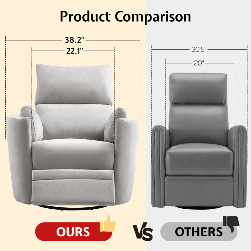Fauteuil inclinable électrique berçant / 4 points de massage / USB et charge de type C, 2 coussins, Gris clair