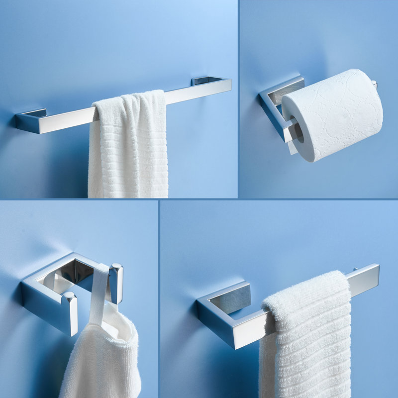 4 - Piece Bathroom Hardware Set, Silver