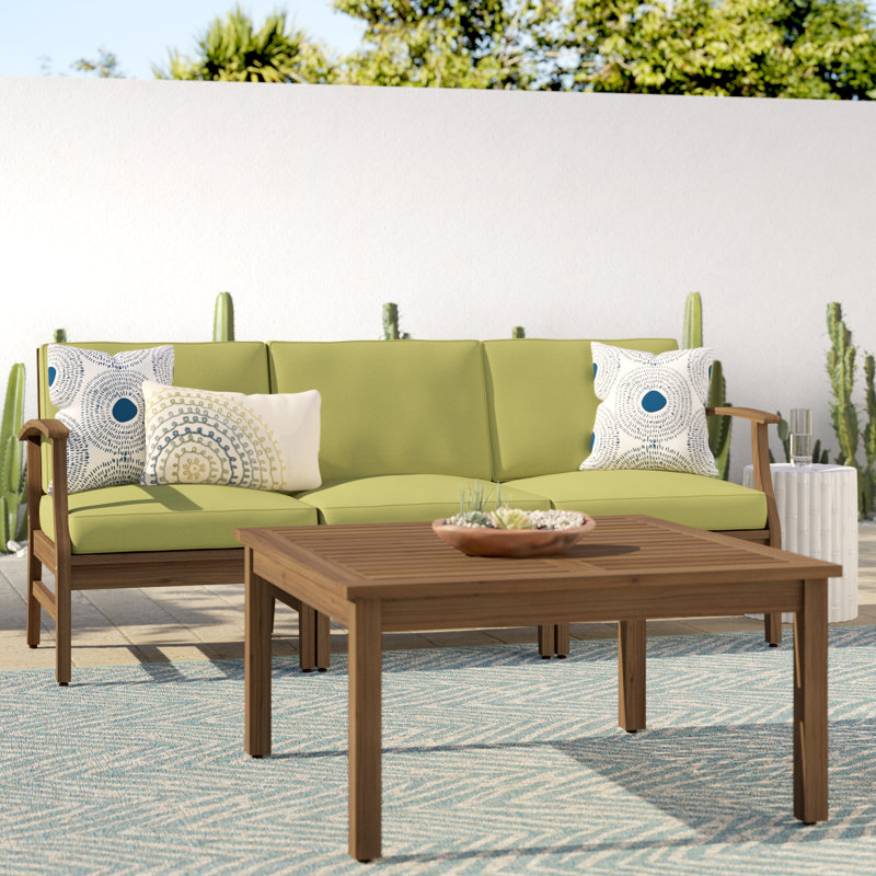 Beven Acacia 3 - Person Patio Conversation Set with Cushions, Green