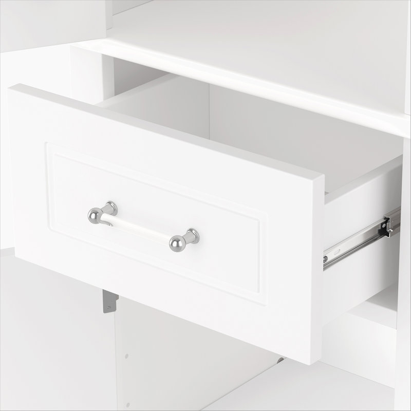 Grande armoire de rangement pour salle de bain, armoire de rangement autoportante avec quatre portes de tailles différentes et tablette réglable, conception à étagère de porte, panneau de fibres à densité moyenne avec finition peinte, blanc