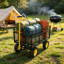 Chariot de jardin: Chariot de chariot durable conçu pour transporter facilement du bois de chauffage et des charges lourdes, avec un design utilitaire jaune et noir éclatant.