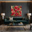 Aquarelle, art floral sur toile rouge-1445733776