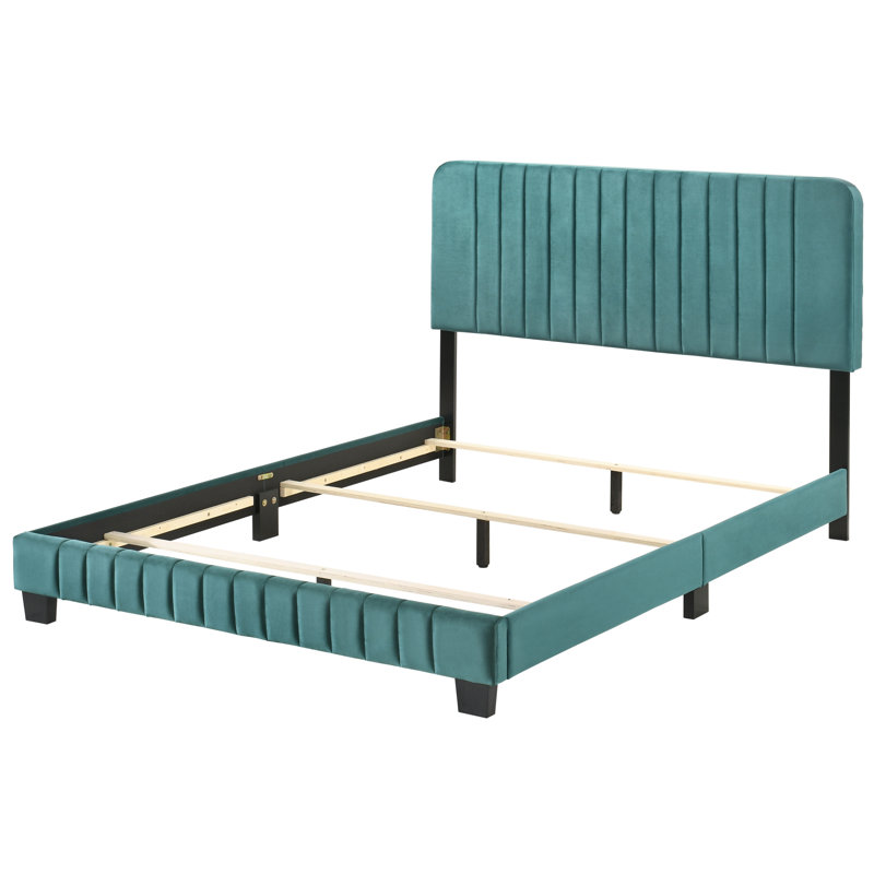 Anjelah Upholstered Standard Bed, Green, Queen
