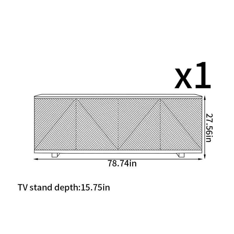 Nordic solid wood style TV stand, Brown, 78.74"