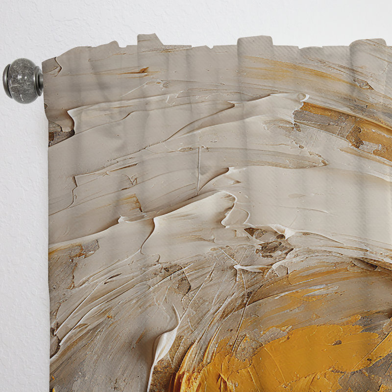 Joana Golden Lemon Zest Spiral - Abstract Spirals Curtain - Velvet Room Darkening - 1 Panel, 52" W x 120" L