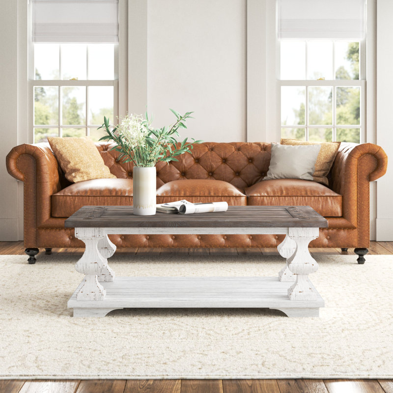 Gildford 50" W Coffee Table with Casters and Lower Shelf