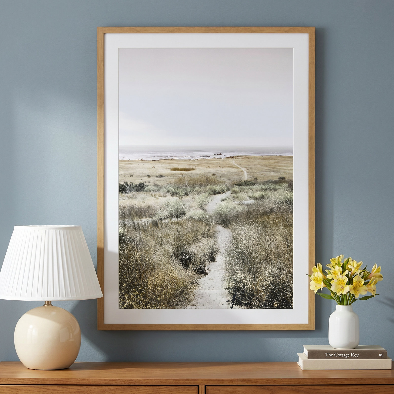 Toscani "Footpath to Paradise" Print, 13 W x 15 H x 0.75 D, Natural Wood Grain