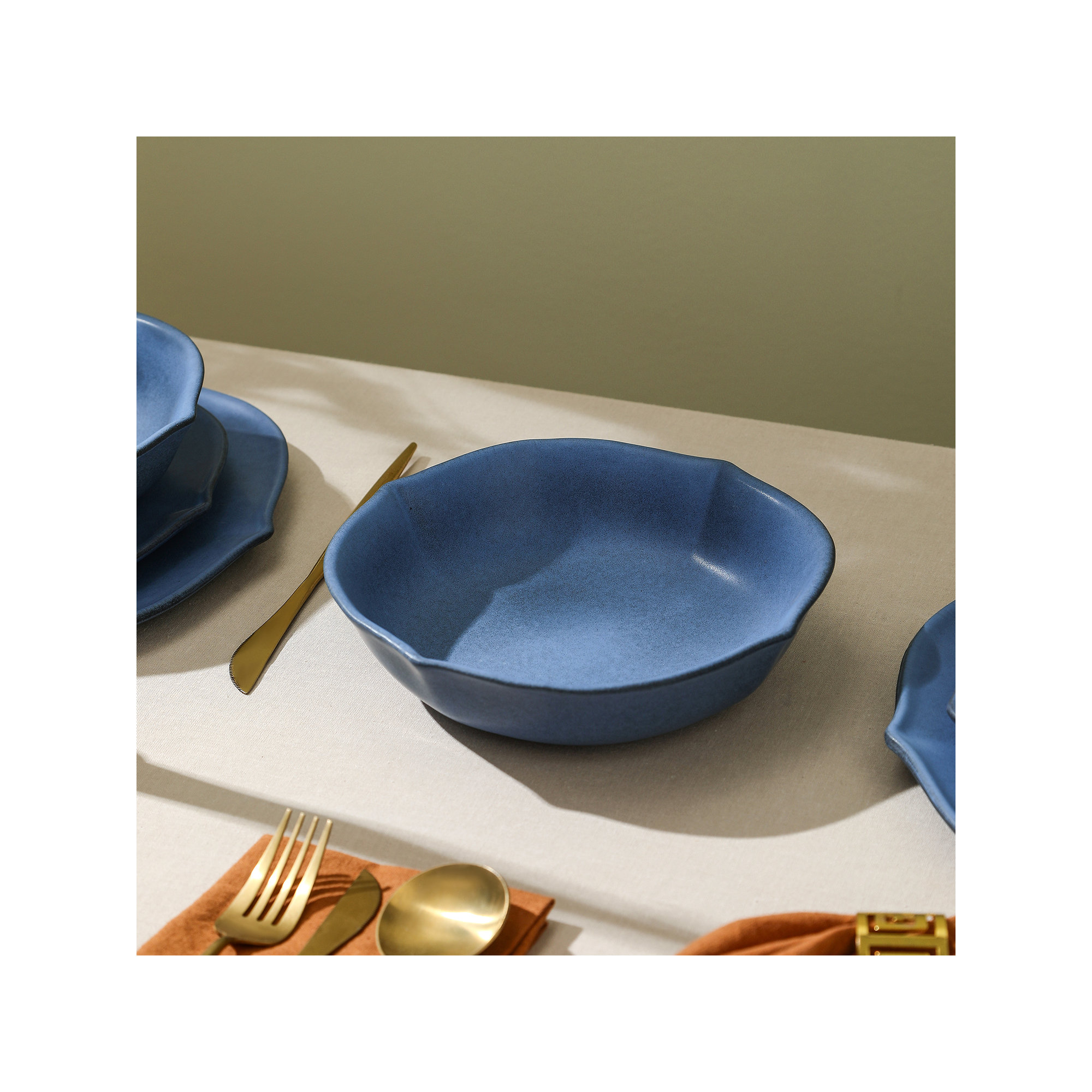 Stone Lain Baskerville 24-Piece Dinnerware Set Stoneware, Blue