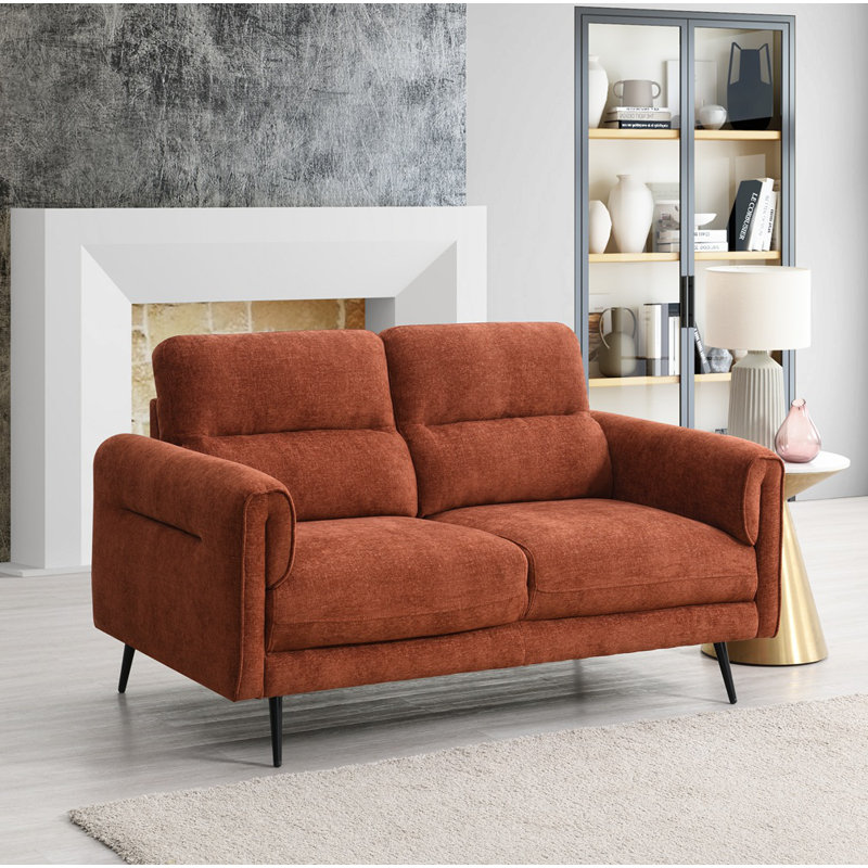 Oakley Contemporary Upholstered Sofa, Orange, 2