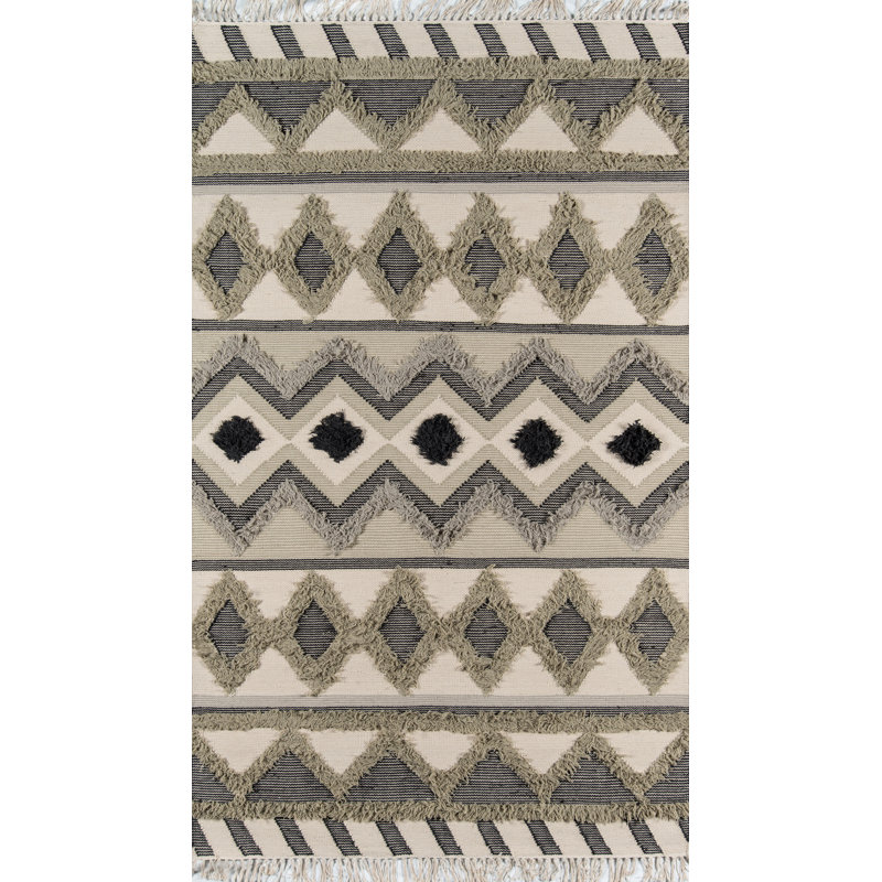 Wool Geometric Indoor Rug, Rectangle 2' x 3'
