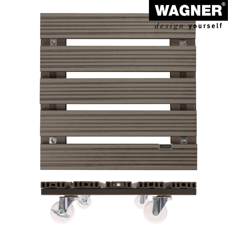 Taupe 15.4" Square Wood Plastic Composite Plant Caddy
