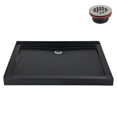 Streamline NT-2132-48BL-RH 48 in. x 36 in. Corner Acrylic Shower Base in Glossy Black with Right Hand Drain, ABS Drain Included