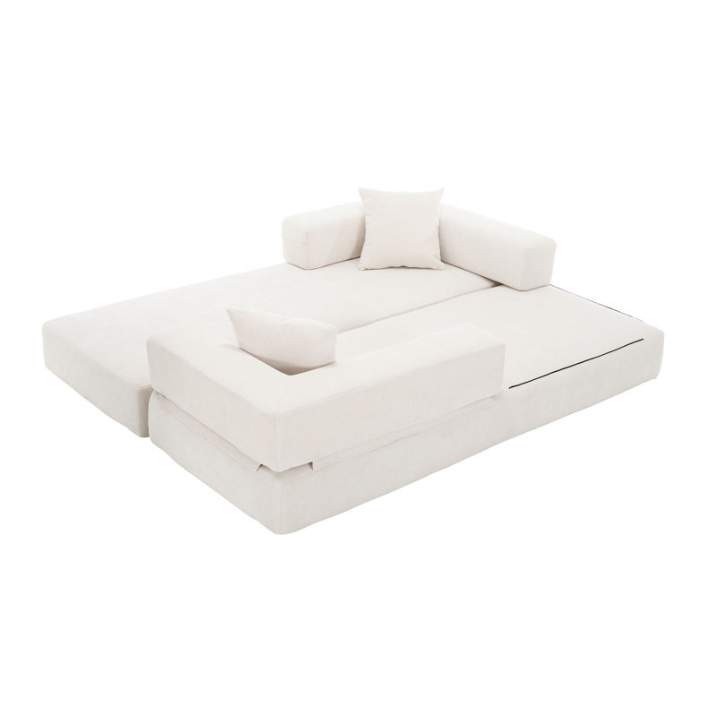 Canapé-lit pliant de 78 po avec accoudoirs amovibles en forme de L, canapé-lit modulaire en chenille désossé escamotable, canapé-lit pliable en mousse à mémoire de forme pour petits espaces
