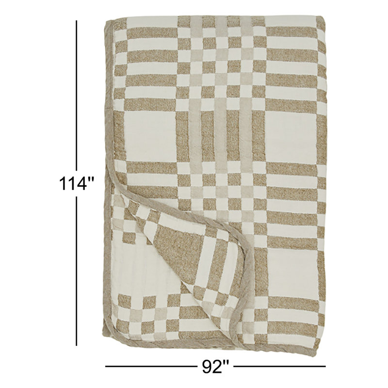 Simple Plaid Blanket, Ivory/Flax, King