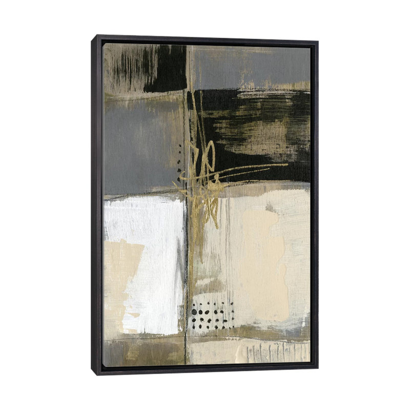 Neutral Divisions III par Jennifer Goldberger - reproduction d'art, H 26 po x l 18 po x 1,5 po, Toile avec cadre noir patiné