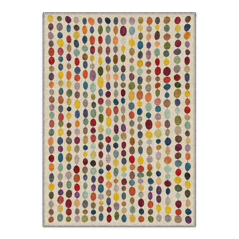Evoque Modern Machine Washable Beige Indoor Area Rug with Non-Slip Backing, Rectangle 8' x 10', Beige