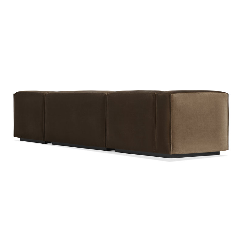 Cleon Modular Sectional, Coffee Velvet Polyester Blend, Right Hand Facing