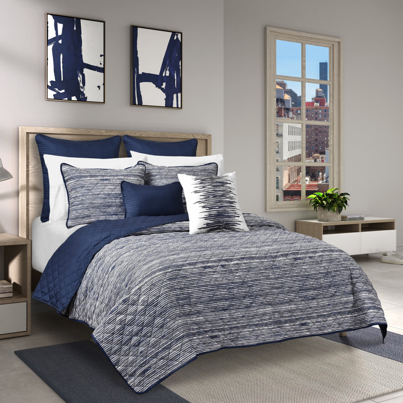 Dalton 3Pc. Quilt Set Navy, Twin Quilt + 1 Standard Sham