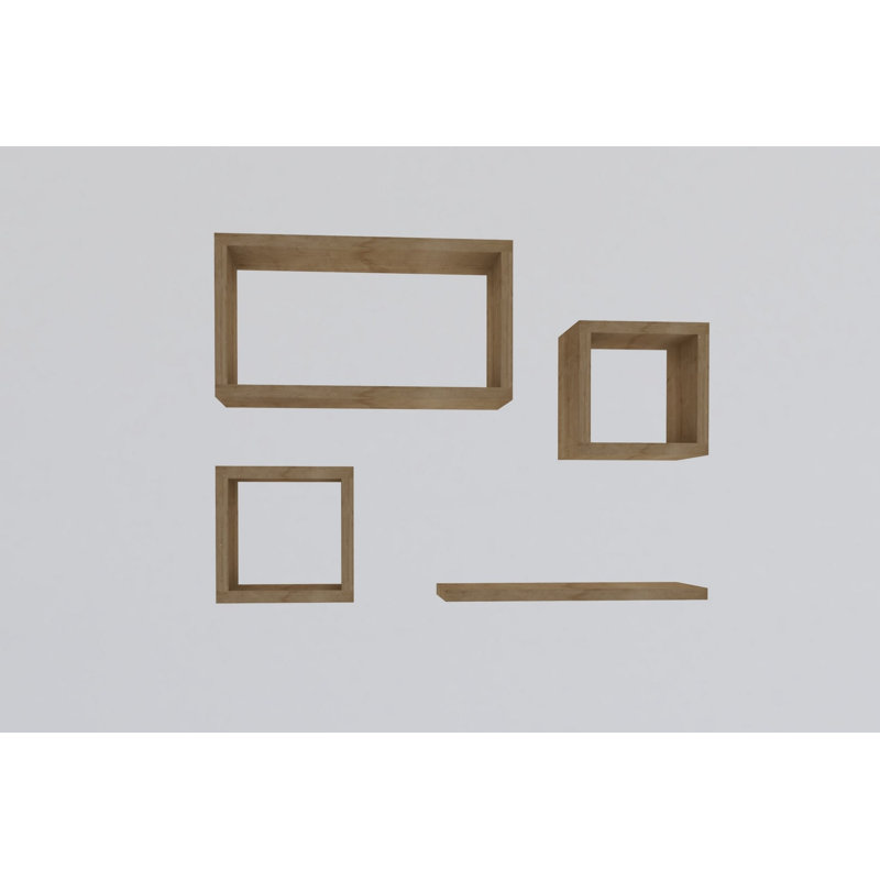 Modern Wall Shelf Set (3 Pieces), Sapphire Oak, 15.0 x 9.8 x 17.3 inches (Large) & 15.7 x 7.9 x 5.9 inches (Small) | 100% Melamine Coated Particle Board, Durable & Stylish | Perfect for Home Decor & Storage Solutions