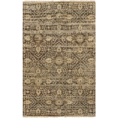 Empress Wool Damask Area Rug in Green