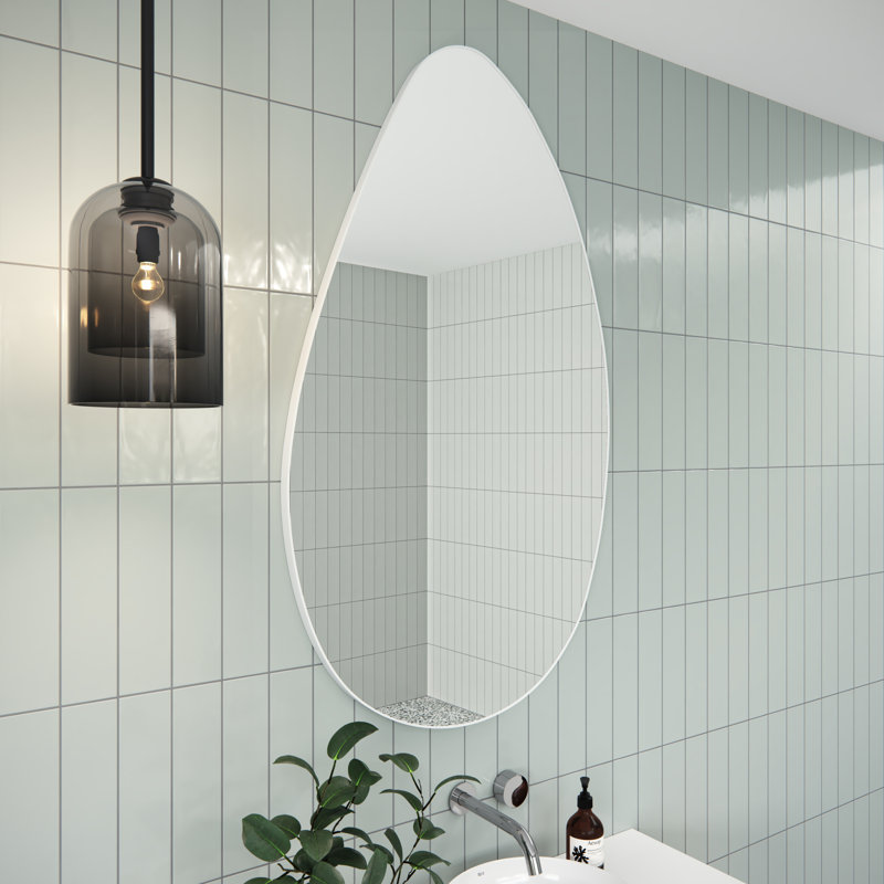 Miroir Starla, 28 po x 48 po, Blanc, Asymétrique