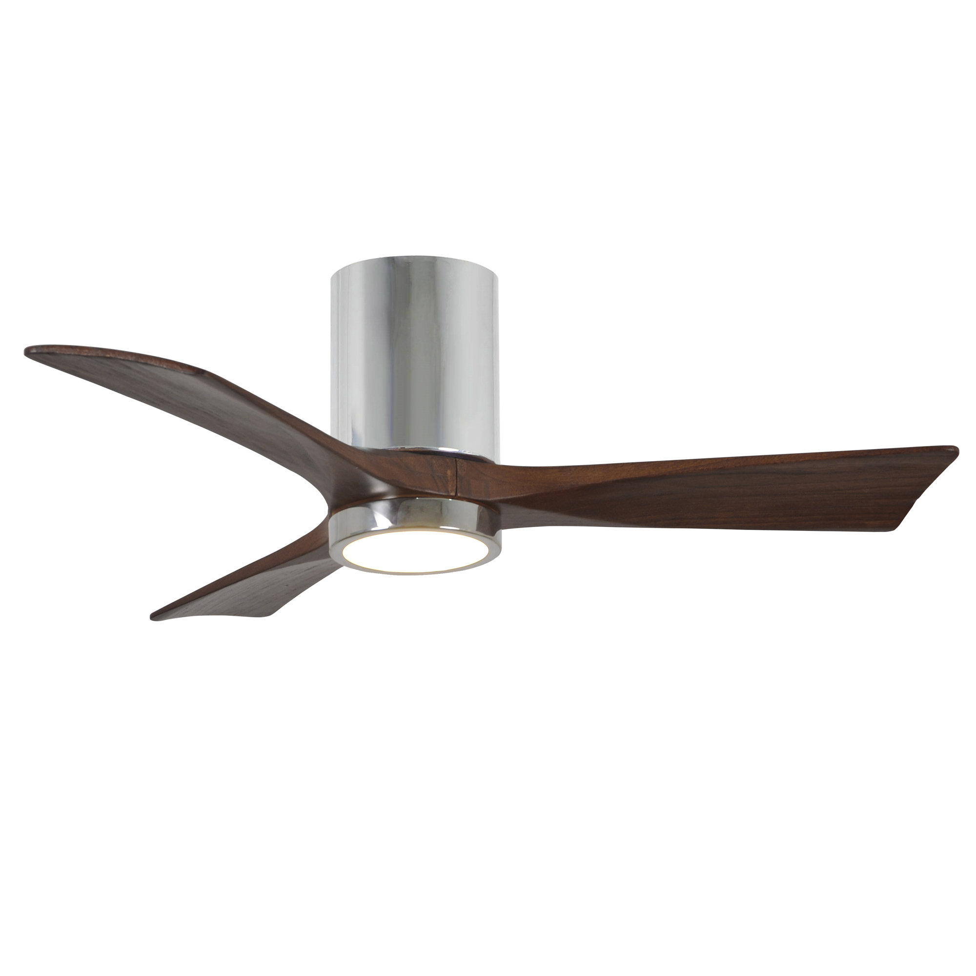 Olivier 3 Blade Ceiling Fan with LED Light Kit, Polished Chrome, Walnut, 42"