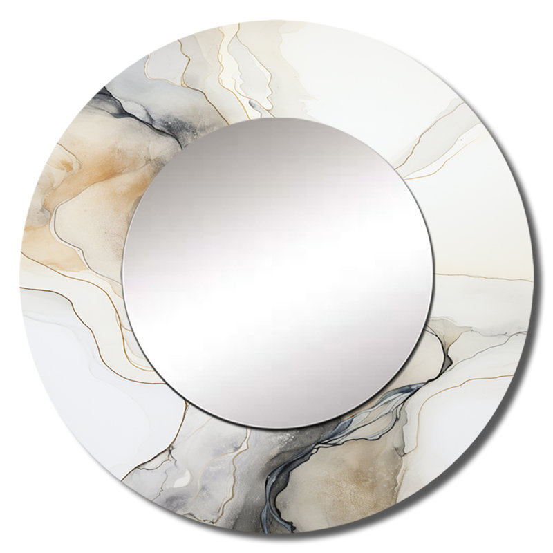 Décoration murale Rivers Miroir Ronde I - Abstrait marbre rond_MTMIR116125, 29 po x 29 po
