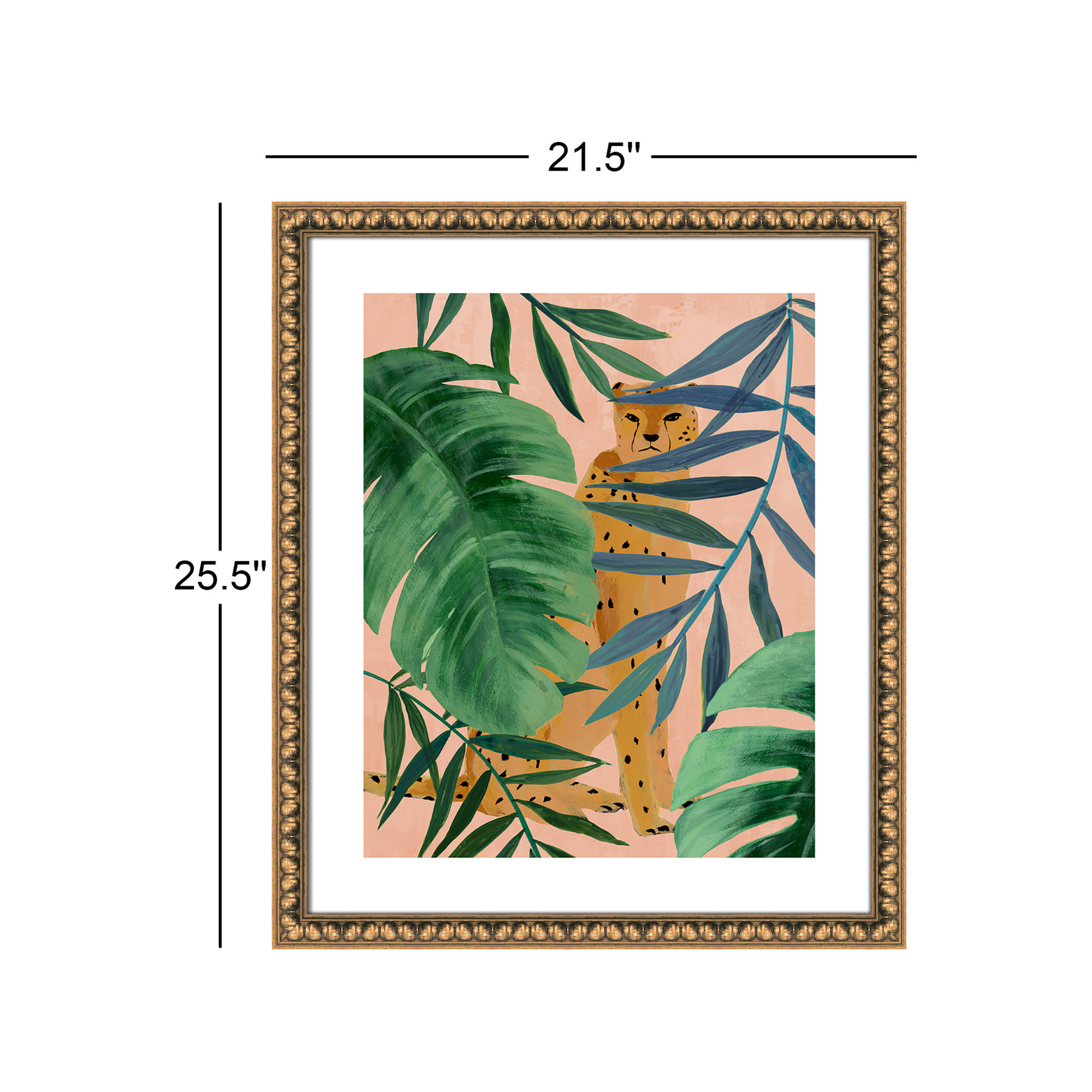Silent Jungle - Painting Print, Gold Bead Framed Paper, 25.5" H x 21.5" W x 1.13" D