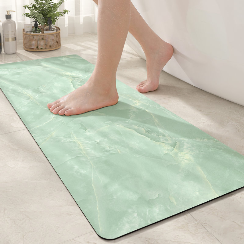 Tapis pour salle de bain, Vert, L 17 po x L 43 po