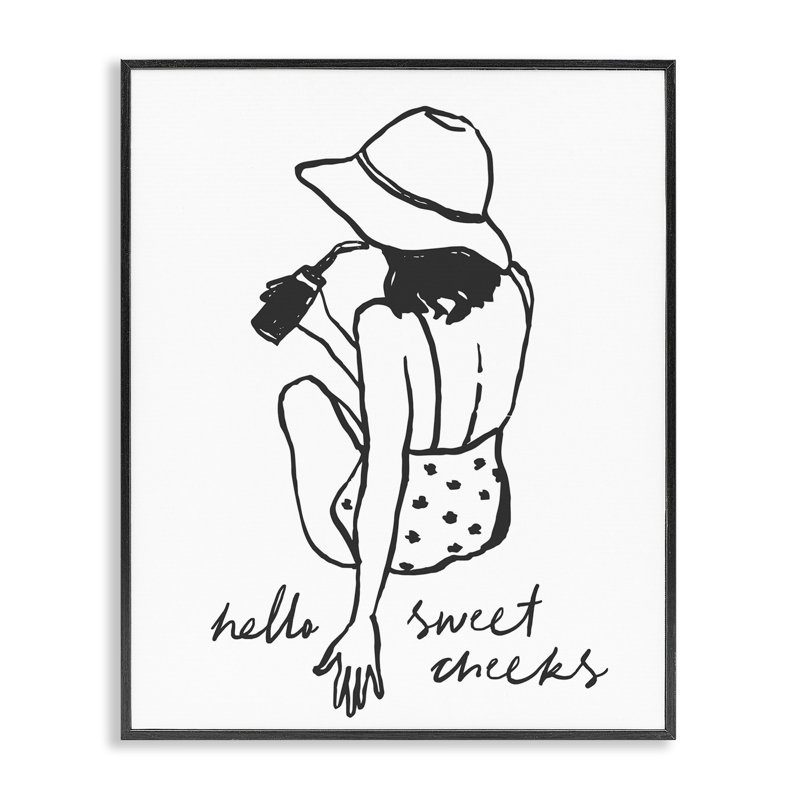 Bathroom Refresh Sweet Cheeks Framed Giclee, design by Lettered and Lined, 14" H x 11" W, Midnight Black Framed Giclee