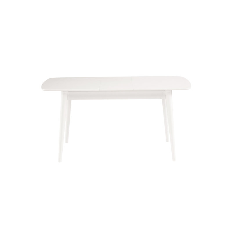Ballentine Extendable Beech Solid Wood Base Dining Table, White, White