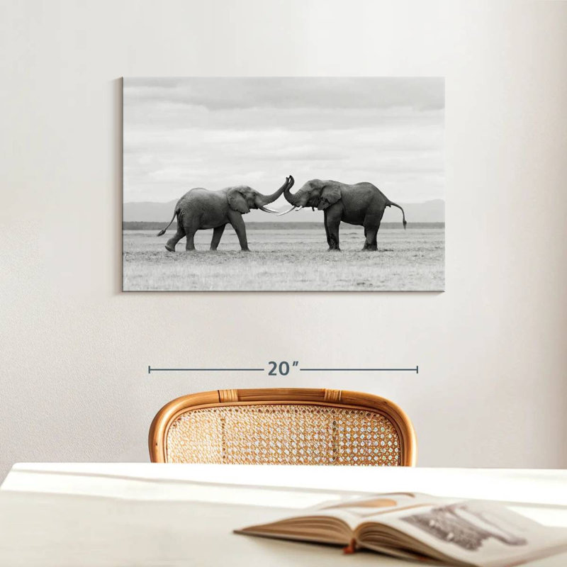 Crowle Fighting Elephants, 16" H x 24" W