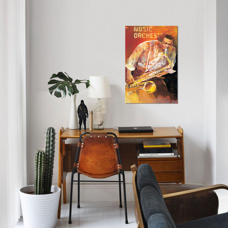 « jazz ii », impression sur toile, H 40 po x l 26 po x P 1,5 po, Pas de tapis, Toile tendue