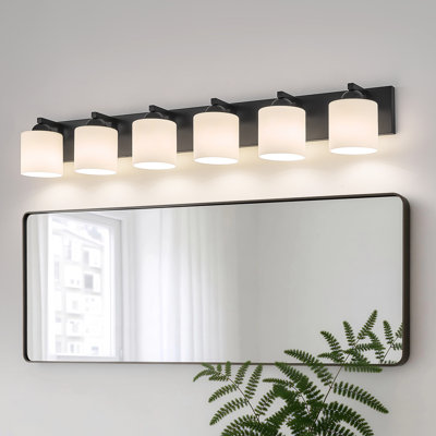 Luminaire de meuble-lavabo 3 lumières avec abat-jour en verre opale