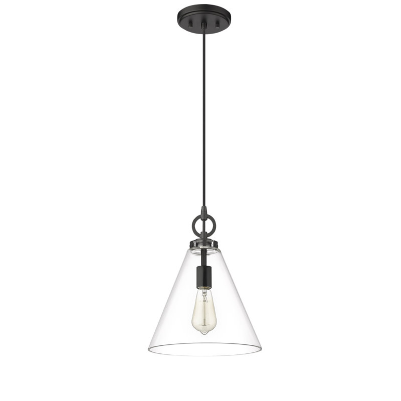 Luminaire suspendu 1 lumière Pays de Galles, Noir mat, H 124 po x l 11,5 po x P 11,5 po