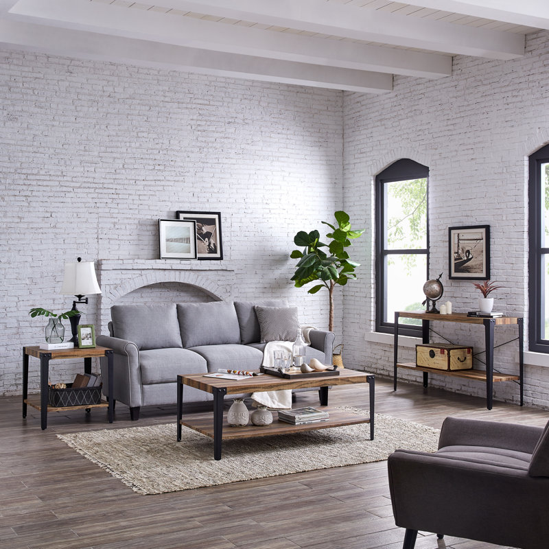 Elegantly Rustic Industrial Coffee Table with Metal Legs and Distressed Wood