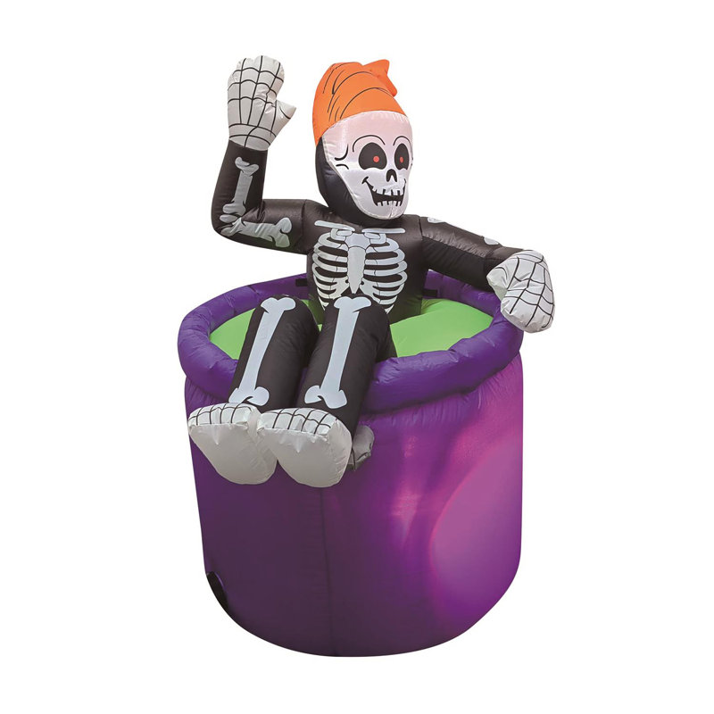  4 ft. Prelit Animated Skeleton in Cauldron Inflatable