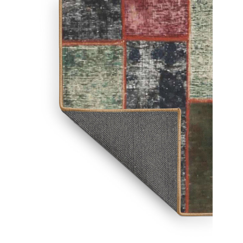 Tapis gris/rose/bleu contemporaine, Rectangle 7 pi x 10 pi